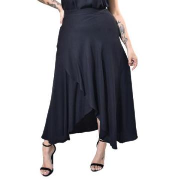 Imagem de Saia Envelope Longa em Viscose Sarjada Plus Size 42 Ao 52 - Sutsen, Pr