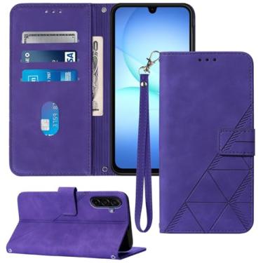 Imagem de Moment Dextrad Capa carteira para Samsung A17 5G, compartimentos para cartão, alça de pulso, proteção interna de telefone TPU, capa flip de couro PU com suporte para Galaxy A17 2025 (roxa)