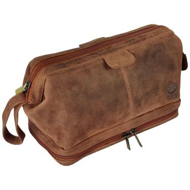 Imagem de Necessaire Masculina Vintage de Couro com Forro à Prova d, RUSTIC TOWN RT6319FLR, Marrom
