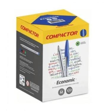Imagem de Caneta Compactor Esferográfica Ecônomic 1.0mm CX C/100 Preta