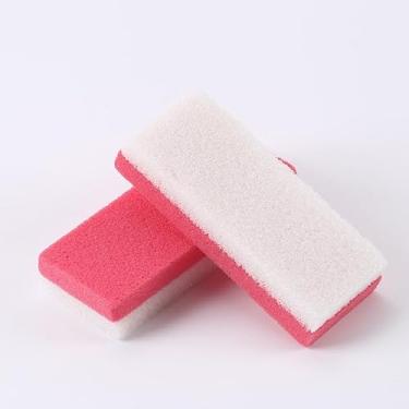 Imagem de Conjunto de 2 peças para esfoliante de pés - esponja de pedra-pomes 2 em 1 removedor de calos para pés (2 rosa vermelha)