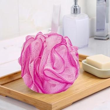 Imagem de Esponja de bucha de chuveiro de banho 75 g, 1 pacote de esponja de chuveiro para limpeza de banho bolas de limpeza corporal, esponjas de banho para mulheres e homens (rosa vermelha)