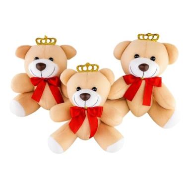 Imagem de Trio de Urso de Pelúcia Articulado Para Nicho Decoração (Vermelho)
