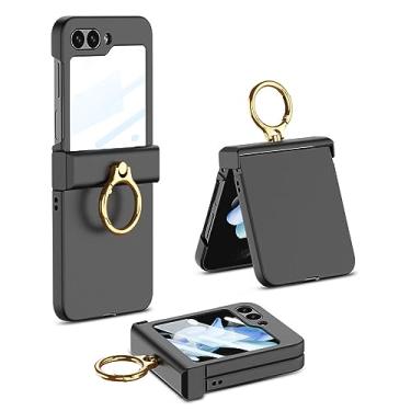 Imagem de Com suporte de anel protetor de tela de vidro 360 proteção completa capa para samsung galaxy z flip 4 flip5, preto, para samsung z flip 5