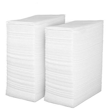 Imagem de Toalhas de hóspedes descartáveis Linen Feel – Guardanapos de papel branco tipo tecido, pacote com 200 – altamente absorventes, macios e chiques para banheiro, festas, jantares, coquetéis, cozinha, casamentos e eventos