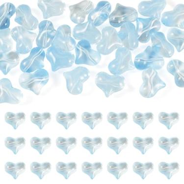 Imagem de KISSITTY 30 peças de contas de coração coração amor amor céu azul céu cristal estético perfurado contas soltas berloque espaçadores a granel para colares faça você mesmo, brincos, joias, artesanato