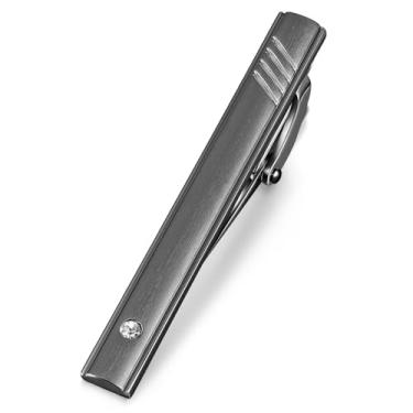 Imagem de HONEY BEAR Barra de prendedor de gravata masculina de 5,4 cm com cristal para gravata de tamanho normal, presente de casamento de negócios, 5,5 cm, 5.5cm, Cobre, Sem Pedra Preciosa