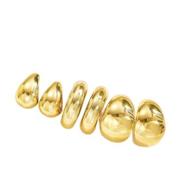 Imagem de 3 peças de brincos banhados a ouro 14 K, brincos grossos para mulheres, acessórios hipoalergênicos, leves, joias de ouro, presentes para mulheres, Medium, Metal, Sem pedra preciosa