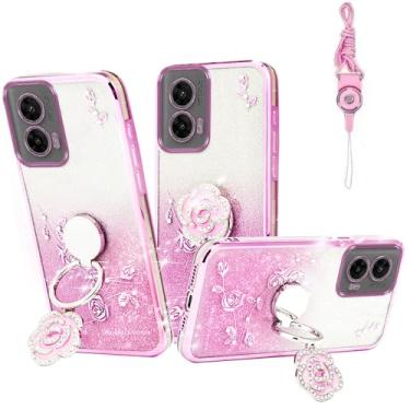 Imagem de Nouxwerx Capa para Motorola Edge 50 Fusion 5G, capa de celular para G96 capa macia e fina para meninas e mulheres com anel de alça de suporte de cordão à prova de choque capa protetora para Moto Edge