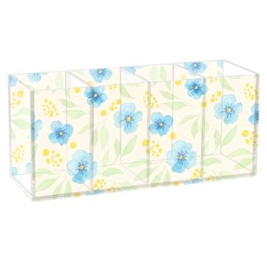 Imagem de Burbuja Porta-canetas de acrílico com 4 compartimentos, suporte de lápis transparente para pincéis de maquiagem, acessórios de mesa de escritório em casa