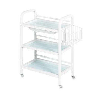 Imagem de Carrinho de barbearia multiuso com rodas – Bandeja compacta de salão com gaveta de armazenamento oculta e 4 rodízios, ideal para salão de beleza, spa e tatuagem (cor 2)