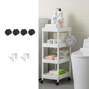 Imagem de Carrinho com rodas, organizador de carrinho de banheiro com porta e prateleiras, carrinho de rodinhas para banheiro, lavanderia, cozinha, armário de banheiro estreito (tamanho: A)
