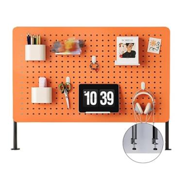 Imagem de Kit organizador de quadro de metal ajustável para mesa, estudo, cozinha e escritório - 61 x 40 cm com acessórios, durável e elegante (laranja)