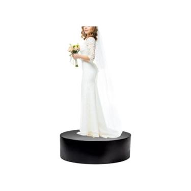 Imagem de Suporte de pedestal de cilindro redondo - Base de exibição preta para manequins, prateleiras de roupas e lojas de noivas - Plataforma de 80 x 20 cm para uso doméstico e varejo.