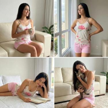 Imagem de Pijama Feminino Malha Algodão 100% Penteada Regata - Valentina Confecç