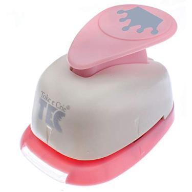 Imagem de Furador Jumbo Alavanca Papel Coroa Toke e Crie, Branco/Rosa