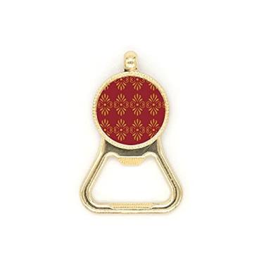 Imagem de Chaveiro de aço inoxidável com padrão decorativo vermelho dourado da Tailândia