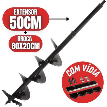 Imagem de Broca Perfurador de Solo Com Alongador 50cm Para Perfuração de Até 1,40m Encaixe de 20m...