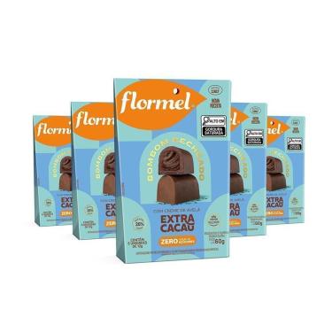 Imagem de Kit Pouch Flormel Bombom Recheado c/ Creme Extra Cacau 60G c/ 5 Unidades-Unissex
