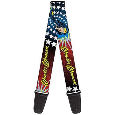 Imagem de Buckle-Down Alça de guitarra com estrelas do rosto da Mulher Maravilha 5 cm de largura