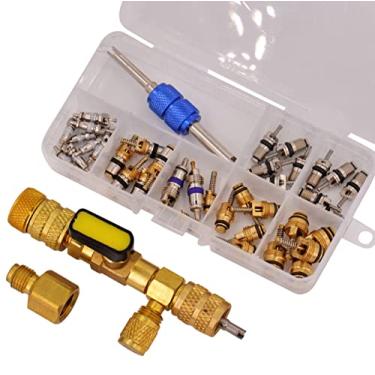 Imagem de Mobling Kit de reparo CA | Ferramenta instaladora de removedor de núcleo de válvula (1) para reparo de HVAC | R32 e R410A | Conjunto sortido de núcleo de válvula CA (1) para reparo de vazamento de refrigeração de ar condicionado