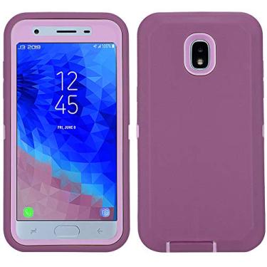 Imagem de Annymall Capa para Galaxy J7 2018, capa protetora resistente à prova de choque com protetor de tela integrado para Samsung J7 2018/Galaxy J7 Aero/J7 Refine/J7 Star/J7 Crown (2018) (vinho/rosa)