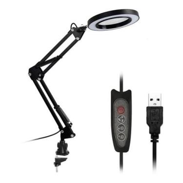 Imagem de Luminária Lupa Led 5X Ringlight Usb Bivolt M023 - Lux Hair, Led, Branc