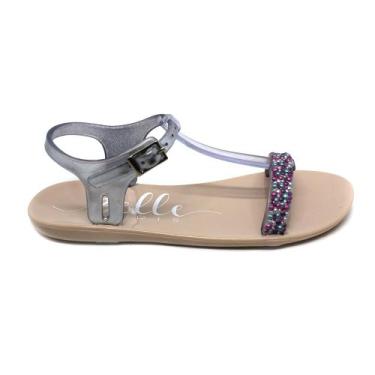 Imagem de Sandália Rasteirinha Menina Plugt Belle Paris Cristais Blush/Prata , 3