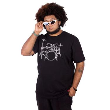 Imagem de Camiseta Plus Size Bateria Line Drum Preta. - Art Rock, x5