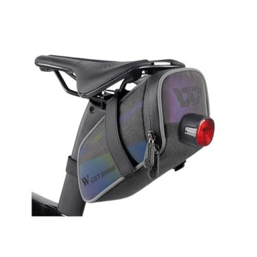 Imagem de UNIQOCK Bolsa de assento de bicicleta, bolsa de selim de bicicleta, bolsa de selim com alça de bicicleta com tamanho perfeito com reflexivo para uma bolsa de assento segura, bolsa de ciclismo, bolsa