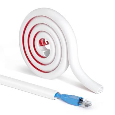 Imagem de Escondedor de cabo de parede macio 99 cm, capas de cabo de PVC meio redondas para fios na parede, ocultador de cabos pequeno, capas de arame autoadesivas no chão, corretivo de cabos para casa