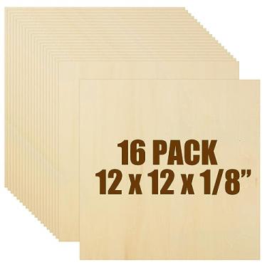 Imagem de APACALI Folhas De Basswood De 16 Unidades Placa De Compensado De 1/8 X 12 X 12 Polegadas Para Artesanato, Folhas De Madeira Quadradas Inacabadas Basswood Fino De 3 Mm Para Modelo Arquitetônico Fazendo