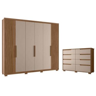 Imagem de Guarda Roupa Casal Araguaia E Cômoda Georgia Carvalho Fendi - Moval