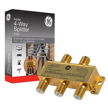 Imagem de Cabo divisor coaxial digital GE de 2 vias, 2,5 GHz 5-2500 MHz, compatível com RG6, funciona com TV HD, satélite, Internet de alta velocidade, amplificador, antena, conectores banhados a ouro, resistente à corrosão, 33526, 4 vias, 4 Way, 5-2500 Mhz