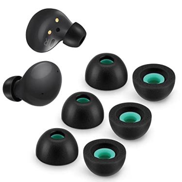 Imagem de Pontas de espuma viscoelástica para Samsung Galaxy Buds 2/Plus, sem dor de silicone nas orelhas, pontas auriculares de substituição antiderrapantes, encaixe no estojo de carregamento, redução de ruído, 3 pares (médio, preto)