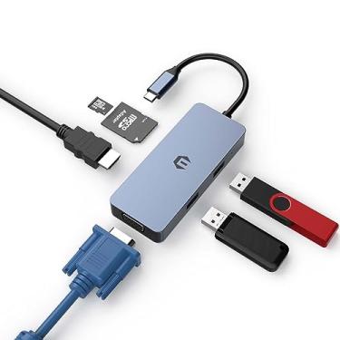 Imagem de SUTOUG Adaptador multiportas USB C com tela dupla HDMI VGA, 3 portas USB 3.0, fonte de alimentação tipo C e estação de ancoragem USB C para Dell Huawei e outros dispositivos tipo C