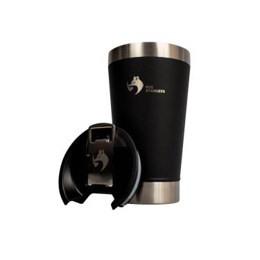 Imagem de Copo Térmico Fox Stainless Quente E Frio Com Tampa 473ml Preto