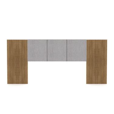 Imagem de Cabeceira Painel Casal Ripado Nature E Linho Cinza Sevilha 273 Cm - Pallazio