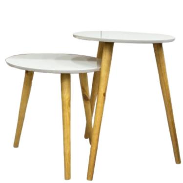 Imagem de Conjunto Mesa Centro Pé Palito Madeira Branco Fabrica 1 - Fabrica 1 Móveis