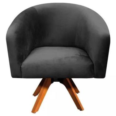 Imagem de Poltrona Decorativa Juliana Sala Giratória Suede Preto - Fábrica 1 Móveis