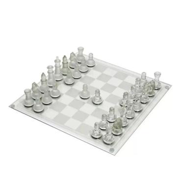 Imagem de Jogo De Xadrez Em Vidro 1 Tabuleiro + 32 Peças 25x25cm