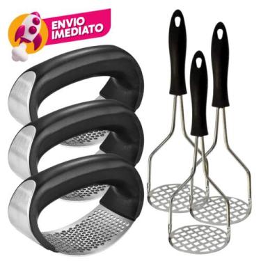 Imagem de Kit Amassador Espremedor Triturador Alho Manual E Amassador Batatas In