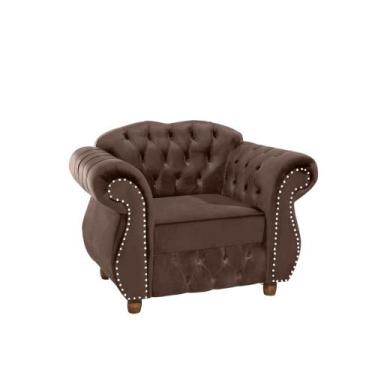 Imagem de Poltrona Chesterfield Merlo - Veludo Marrom / Decoração, recepção , ba