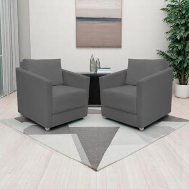 Imagem de Kit 2 Poltronas Decorativa Para Sala Recepção Manicure Consultório Celine Suede (Cinza)
