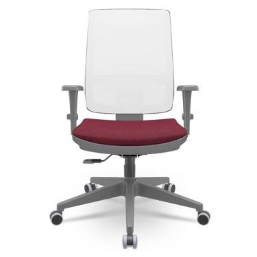 Imagem de Cadeira Brizza Diretor Grafite Tela Branca Assento Poliester Vinho Bas