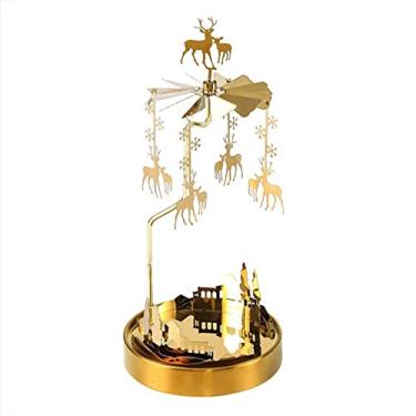 Imagem de PhantomSky Carrossel giratório de metal para vela de chá, suporte giratório, castiçal para casamento, aniversário, dia dos namorados, decoração de festa de Natal, presentes de decoração de casa