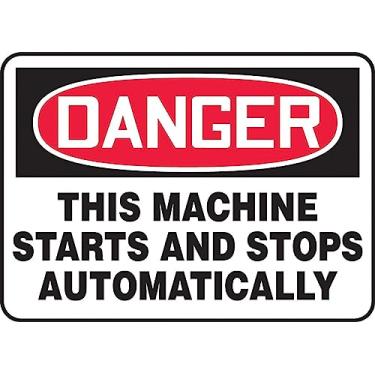 Imagem de Placa de segurança Accuform "Danger This Machine Starts And Stop Automatically" de plástico, 25 x 35 cm (MEQM152VP)