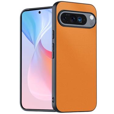 Imagem de POYUFRG Capa fina para Google Pixel 10 Pro/10 Pro XL/10, capa de couro minimalista anti-impressão digital para negócios suporta carregamento sem fio, capa de telefone, laranja, 10 Pro XL