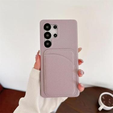 Imagem de YOGISU Capa de couro tipo carteira para celular Galaxy A54 (para Galaxy A54/roxa)