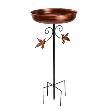 Imagem de Banheira de pássaro suspensa de metal pequeno para ambientes externos, banheiras de pássaros independentes de 25 cm e alimentador de pássaros - Tigela de banho de pássaros para decoração de jardim